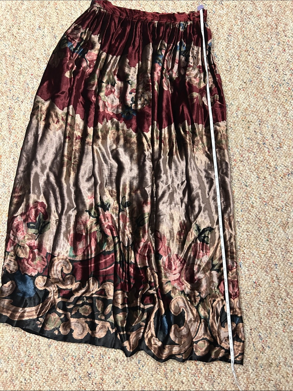 Vintage Ralph Lauren Country Burgundy and Gold Floral Maxi Skirt - Picture 8 of 8